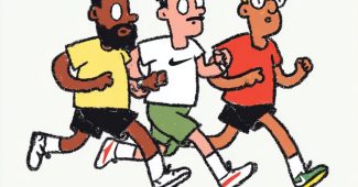 ChatGPT提示词_设计一个黑色在白色背景上的简单干净的插画，展现3个越野跑者角色的社区_chatgpt会员共享多少钱缩略图