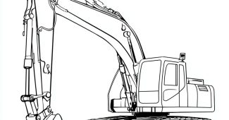 ChatGPT提示词_简单的儿童挖掘机插图，黑白高对比线条艺术_国内如何买gpt会员卡便宜一点缩略图