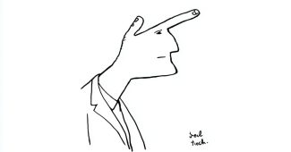 ChatGPT提示词_一幅极简超现实线条艺术插图，描绘一具人的身体，头部是手，手掌上有一张平静的脸，身躯指向其手头，表现出不被触碰的姿态，黑白单线条绘画风格_chat gpt会员的作用缩略图