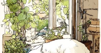 ChatGPT提示词_一只白猫蜷缩在窗台上，俯瞰着宁静的花园_chatgpt在线版网页缩略图