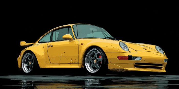 ChatGPT提示词_一幅简单线条画描绘了一辆黄色的1996年保时捷993涡轮轿跑车_chatgpt网页版本缩略图