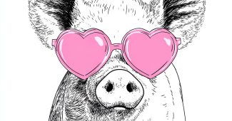 ChatGPT提示词_一只时尚的黑白猪戴着粉色心形太阳镜_人工智能chatgpt5.0缩略图