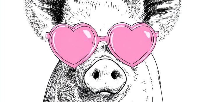 ChatGPT提示词_一只时尚的黑白猪戴着粉色心形太阳镜_人工智能chatgpt5.0缩略图