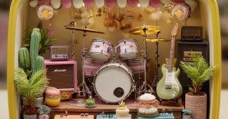 ChatGPT提示词_电视机内有一个真实的音乐节舞台，搭配大型玩具3D物体_chatgpt5.1缩略图