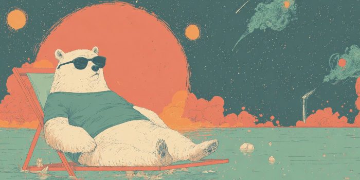 ChatGPT提示词_一只穿着T恤的北极熊在小冰块上的躺椅上放松_gpt会员多少钱一年缩略图