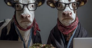 ChatGPT提示词_一头牛和一匹马在办公桌前吃沙拉_国内如何买gpt会员卡便宜缩略图