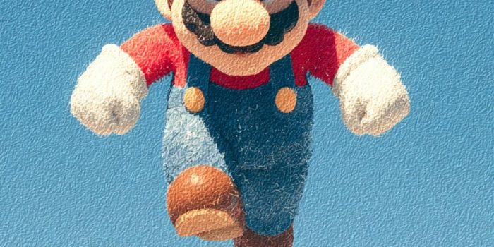 ChatGPT提示词_马里奥在天空蓝背景下跳跃的平面设计插图_国内如何买gpt会员缩略图