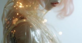 ChatGPT提示词_一款具有透明肤色和荧光粉色头发的瓷质数字娃娃，风格为赛博朋克_chatgpt网页版本缩略图