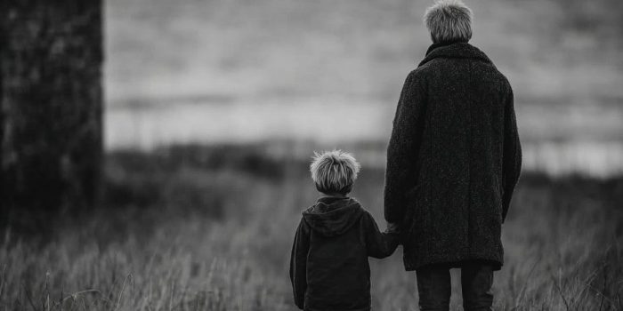 ChatGPT提示词_一幅黑白摄影作品，展现一个棕色皮肤的孩子与一名成年人牵手的背影，背景是海洋与落日_买gpt会员可以用国内卡吗缩略图