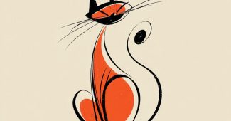 ChatGPT提示词_卡通猫的平面风格设计，采用橙色和黑色线条_chatgpt人工智能在线网页缩略图