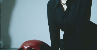 ChatGPT提示词_一位美丽的日本女演员穿着黑色衬衫，手扶红色骷髅，展现出艺术的构图_chatgpt会员激活码缩略图