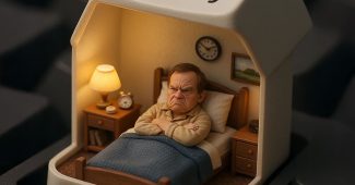 ChatGPT提示词_一个心情不好的迷你人物在键盘的删除键下，里面是一个完整的迷你卧室_chatgpt会员有什么功能缩略图