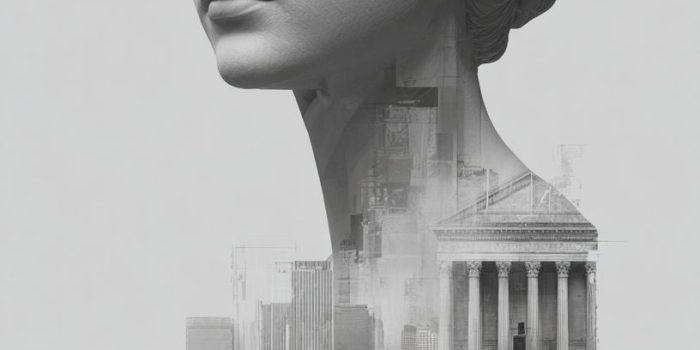 ChatGPT提示词_这是一幅黑白色调的数字艺术作品，展示了被蒙眼的公正女士和前景中显著的正义天平，背景是现代城市景观逐渐淡出_chatgpt5网页版缩略图