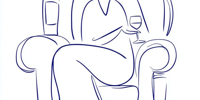 ChatGPT提示词_一个优雅的女人在软椅上睡觉，旁边有酒瓶和酒杯_人工智能chatgpt5缩略图