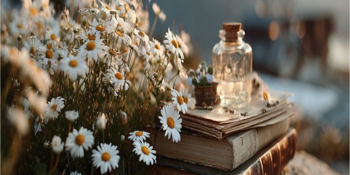 ChatGPT提示词_日落、雏菊、书籍和美丽的光线_chatgpt.com官网缩略图