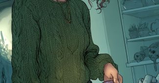 ChatGPT提示词_一位拥有淡蓝色眼睛和卷曲栗色头发的女性穿着森林绿色的针织毛衣和深色牛仔裤，正小心翼翼地查看古老的神秘文物_如何开通gpt会员功能缩略图