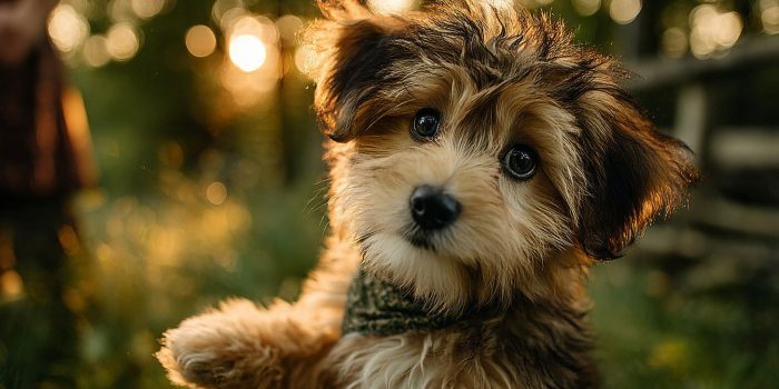 ChatGPT提示词_一只小卷毛狗站立着，伸爪向一只人的手中悬挂的食物_chatgpt5.0官网缩略图