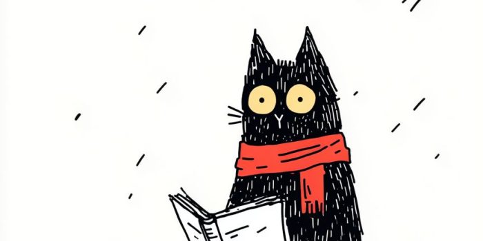 ChatGPT提示词_一只全黑的猫咪佩戴着红色围巾，专心地翻动一本空白书的页儿_chatgpt5.0新增功能缩略图