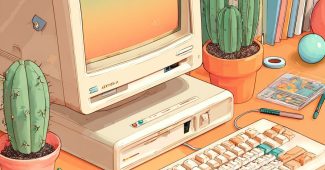 ChatGPT提示词_设计一个卡通风格的复古电脑桌面场景_chatgpt手机版缩略图