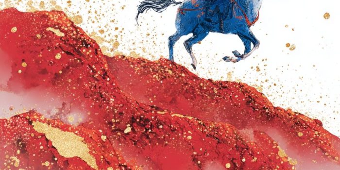 ChatGPT提示词_唐朝男子骑乘在红色的凸起地形上，四周金粉飞溅_chatgpt帐号购买缩略图