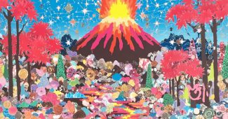 ChatGPT提示词_这幅象征性的装饰画结合了火与土的元素，中央是喷发的火山和金色矿脉_chatgpt人工智能在线网页缩略图