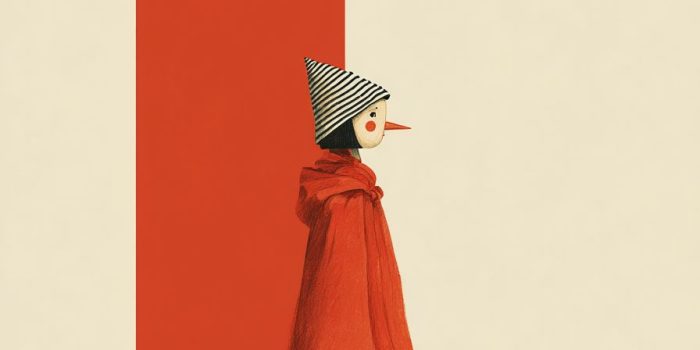 ChatGPT提示词_这幅插图描绘了一个快乐的木偶男孩巴拉蒂诺，他穿着红色斗篷和黑色鞋子，展现了一种轻松幽默的艺术氛围_chatgpt在线网页版免登录缩略图