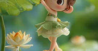 ChatGPT提示词_可爱的女孩穿着公主裙在莲叶上玩耍_chatgpt5.0中文版缩略图