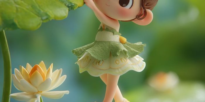 ChatGPT提示词_可爱的女孩穿着公主裙在莲叶上玩耍_chatgpt5.0中文版缩略图
