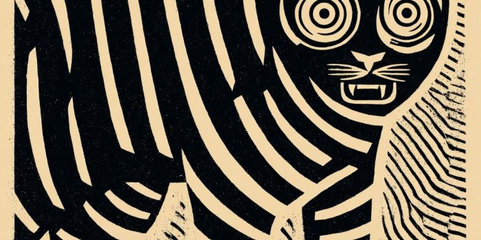 ChatGPT提示词_一幅风格独特的木刻画展示了一个具有攻击性的老虎_chatgpt会员多少钱缩略图