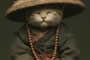 ChatGPT提示词_一只小猫穿着僧衣，坐着，手捧佛珠，打坐姿势，古典中国风_chatgpt会员多少钱缩略图