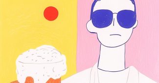 AI提示词_一个现代风格的盾牌图标，左侧是泡沫啤酒、烟花、稻田和Amposta的Pont Penjant桥，右侧是一个在白色椅子上放松的男人，背景是温暖的日落_chatgpt5缩略图