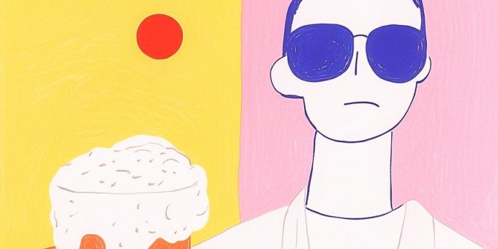 ChatGPT提示词_一个现代风格的盾牌图标，左侧是泡沫啤酒、烟花、稻田和Amposta的Pont Penjant桥，右侧是一个在白色椅子上放松的男人，背景是温暖的日落_chatgpt5缩略图