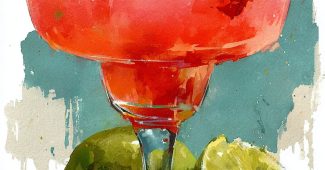 ChatGPT提示词_美丽的粉色热带玛格丽塔水彩插图_gpt会员怎么开缩略图