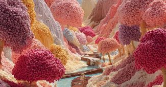 ChatGPT提示词_一个奇幻的糖果世界，巧克力河流和糖果树，色彩斑斓，充满乐趣的人物在跳舞_chatgpt在线网页版中文版缩略图