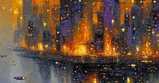 ChatGPT提示词_一个未来主义的浮云城市，有着流线型摩天大楼和发光的装饰_chatgpt4官网中文版缩略图