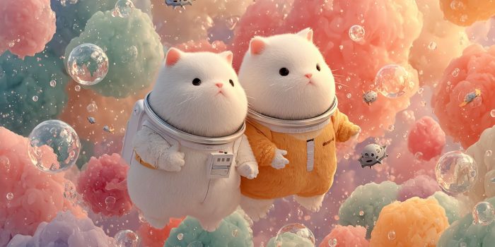 ChatGPT提示词_穿着宇航服的猫狗仓鼠在五彩缤纷的星系中漂浮_chatgpt在线聊天查询缩略图