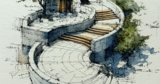 ChatGPT提示词_花园中曲线阶梯的手绘草图_chatgpt会员多少钱缩略图