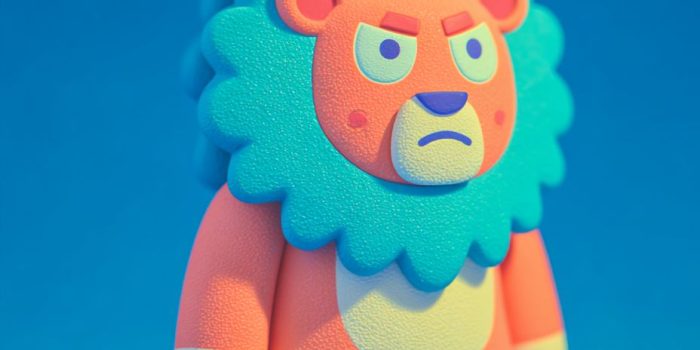 ChatGPT提示词_一款高端的设计师玩具，形象为风格化的狮子，鲜艳的珊瑚色与蓝色点缀_chatgpt会员收费标准缩略图