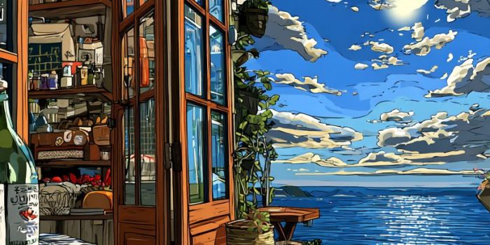 ChatGPT提示词_Kiki的面包店在金色时光中，黑猫坐在窗台上，背景是闪烁的海面_chatgpt5.0可以用吗缩略图