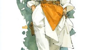 ChatGPT提示词_时尚模特穿着宽松白 cardigan 和修身裤，搭配不规则饰品，展现优雅与浪漫_chatgpt网页版免登录缩略图