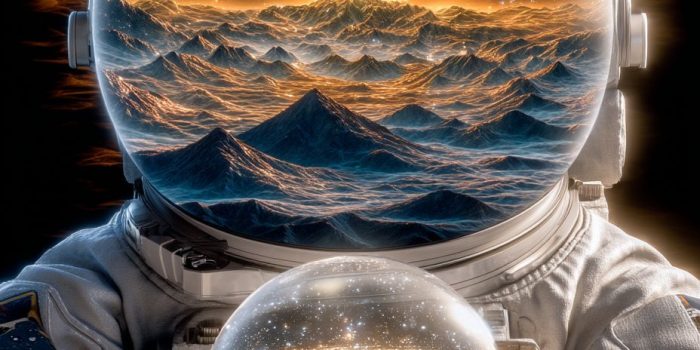 ChatGPT提示词_一个孤独的宇航员在太空中漂浮，手中轻托着一个发光的玻璃球，球内是迷你银河和星体_chatgpt下栽缩略图