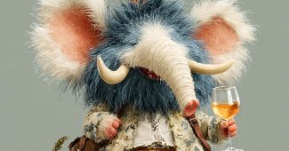 ChatGPT提示词_可爱的卡通毛茸茸大象拿着一杯酒_chatgpt国内能用吗缩略图