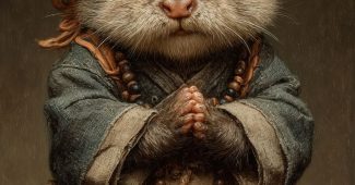 ChatGPT提示词_小beaver穿着和尚服，坐着打坐，戴着竹帽和念珠_chatgpt在线聊天查询缩略图