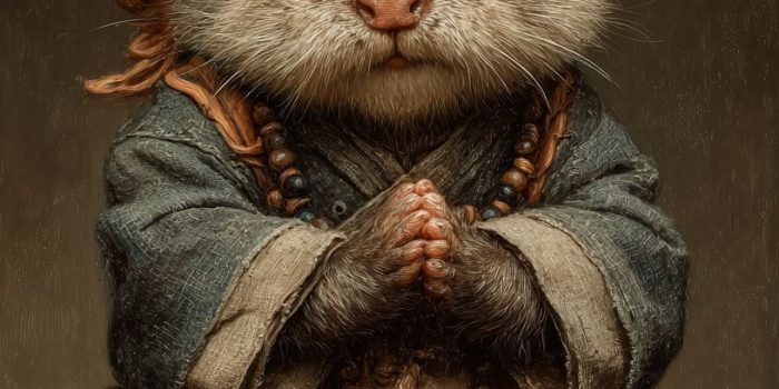 ChatGPT提示词_小beaver穿着和尚服，坐着打坐，戴着竹帽和念珠_chatgpt在线聊天查询缩略图