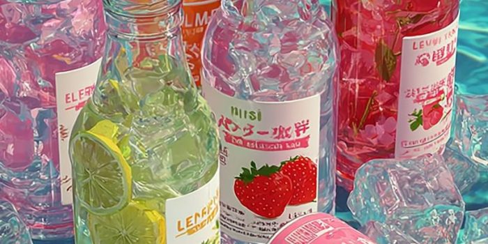 ChatGPT提示词_一套彩色玻璃瓶装水果饮料在蓝色泳池的冰块上，与清水相映成趣_chatgpt5.2版本多少钱缩略图