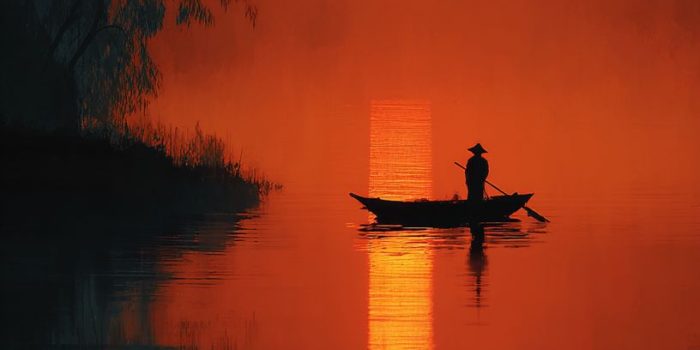 ChatGPT提示词_孤独的人在橙色月光下的湖中划船_chatgpt5.2版本怎么样缩略图