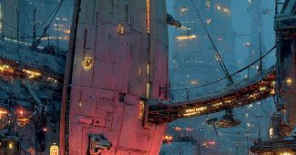 ChatGPT提示词_一个复古未来主义的太空港，拥有流线型飞船、霓虹标志和熙熙攘攘的外星人群_chatgpt网页版缩略图