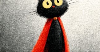 ChatGPT提示词_黑猫穿着红色斗篷，超级可爱_chatgpt4.0官网缩略图