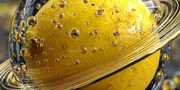 ChatGPT提示词_一个完整的柠檬在透明水球中漂浮，周围有一个像卫星般绕着它的硬币_chatgpt官网中文版4.0缩略图