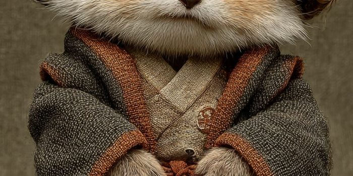 ChatGPT提示词_可爱的小狐狸穿着僧服，戴着竹帽，坐着双腿交叉_chatgpt5.0网页缩略图